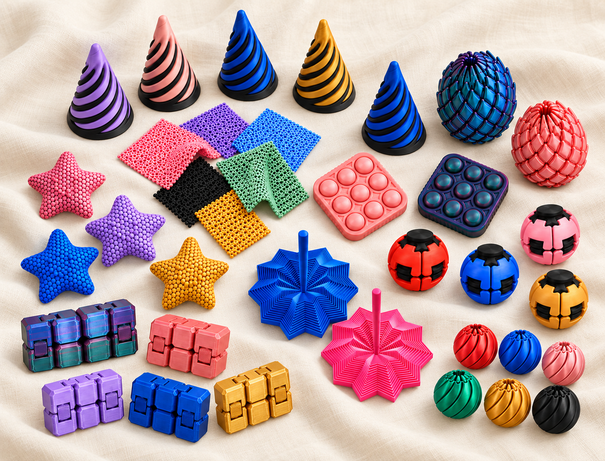 Combo mayorista de 50 fidgets sensoriales | 10 modelos